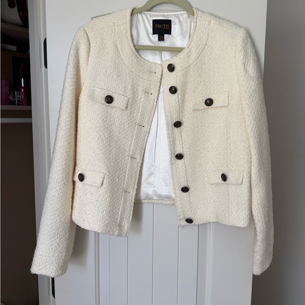 Truth Women's Cream Textured Blazer